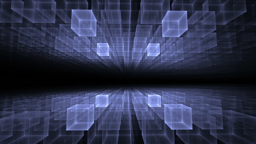 Science Fiction Matrix-like Blue Technology Light Grid In 3D Virtual