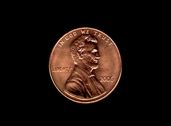 a penny wiggles out of shape