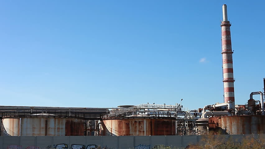 Abandoned Industrial Buildings. Rusty and obsolete structure.