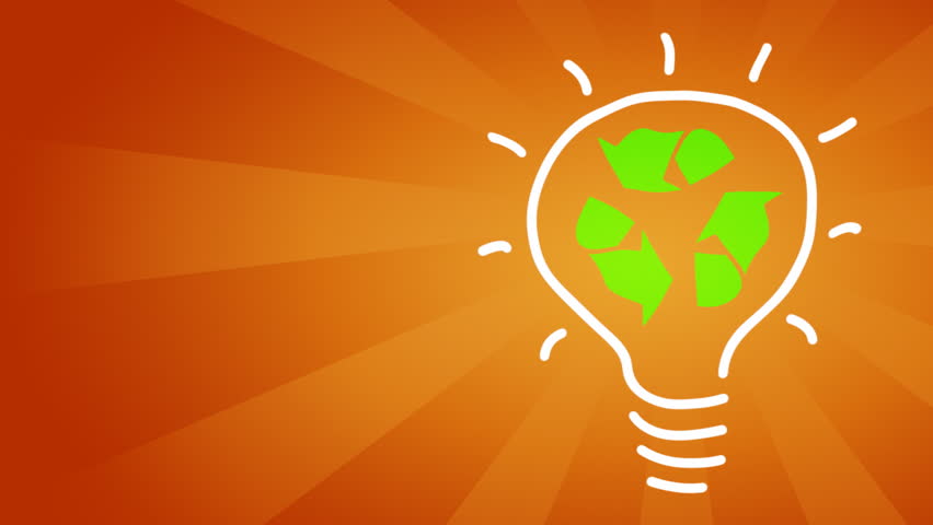Seamlessly looping animation of a scribbled recycle sign in a bulb