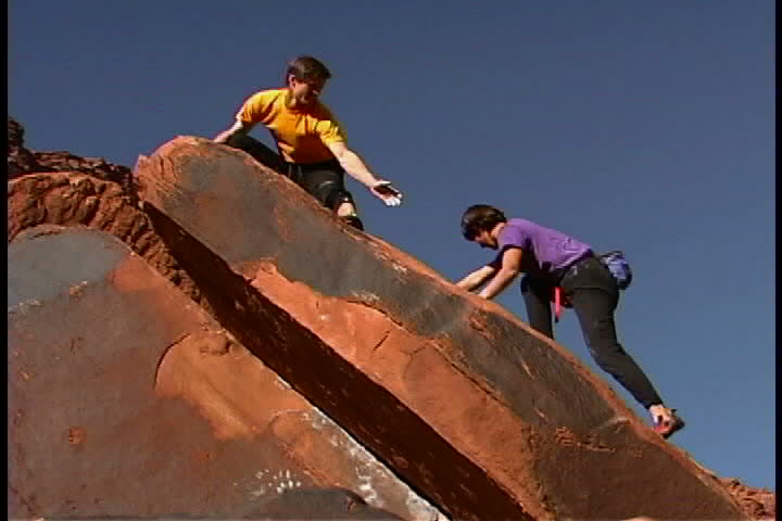 Man rock climbing