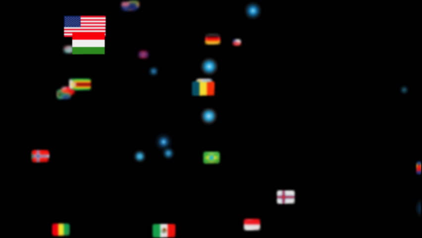 Flags of the World forming Earth Map then morphing into globe