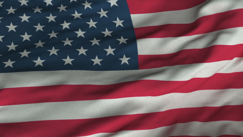 Seamless looping 3D rendering closeup of the flag of the United States.  Flag has a detailed realistic fabric texture and an accurate design and colors.