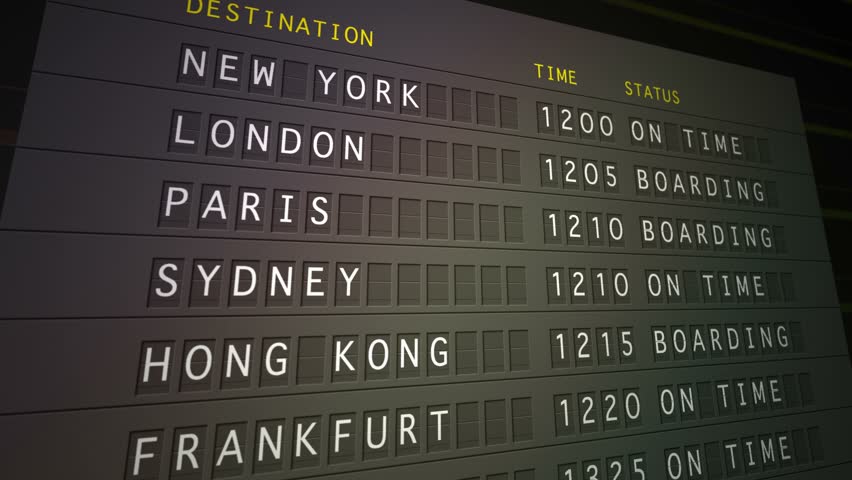 Flight departure board HD, 1080 30p