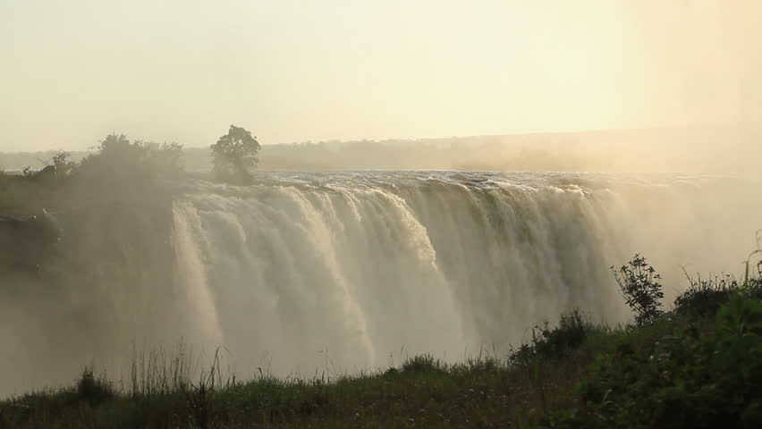 Victoria falls at sunset