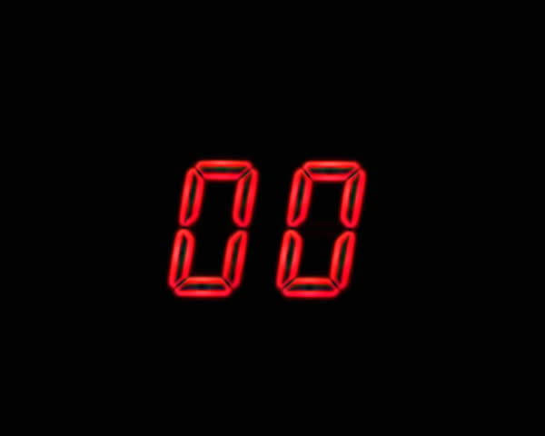 Digital numbers with a neon type sign style. Double Zero to Fifty Nine. Sixty seconds.