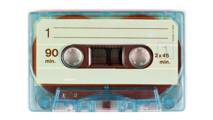 sequence made from close up  shots of cassette music tapes