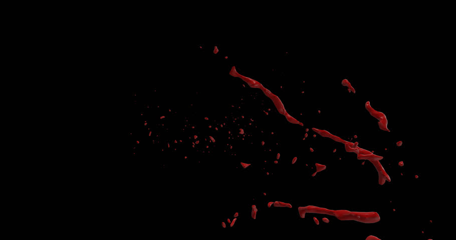 4k Red Bright Paint Splash, Blood In Slow Motion Isolated On Black 