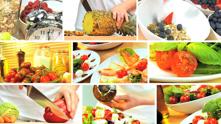  Montage collection of fresh tasty food choices for a modern healthy lifestyle