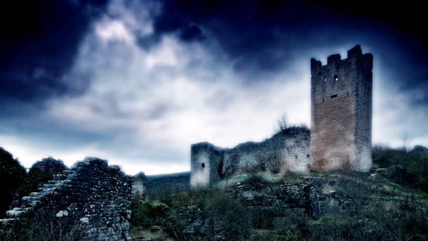 Tower and walls of the medieval castle Dvigrad