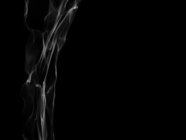 A fourteen-Second perfect loop of animated wispy thin white smoke slowly rising up left side of frame.