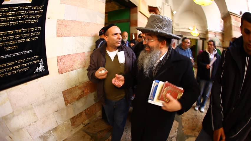 HEBRON, ISRAEL - DECEMBER 10: Jews visit and pray at the Cave of Machpelah, aka Cave of the Patriarchs, the burial place of 3 Biblical couples in ancient Hebron, December 10 2010, Hebron, Israel. 