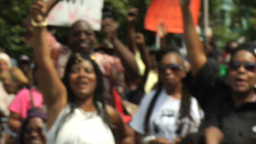 NEW YORK - AUGUST 13: Protesters congregate during "Millions March in Harlem" protest, August 13, 2011 New York, New York. 