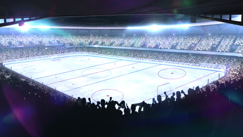 Hockey stadium with glare. Sports event.