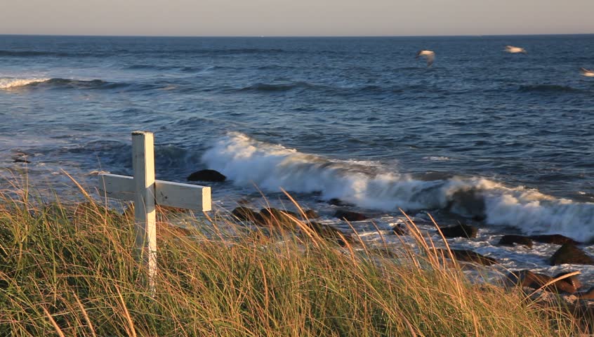 Seaside memorial Cross in Point Judith. Rhode Island