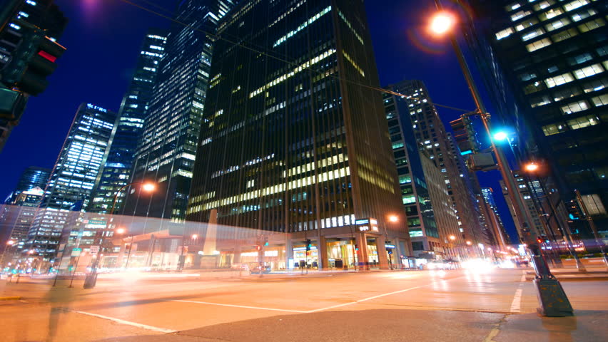 timelapse  nighttime traffic in Chicago