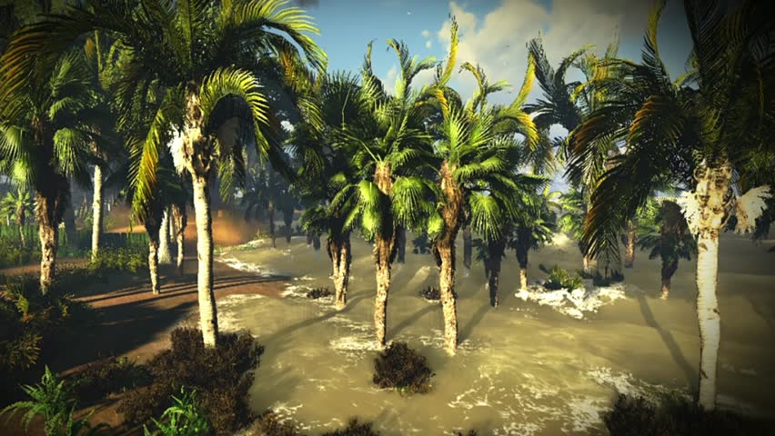 tsunami flooding shore