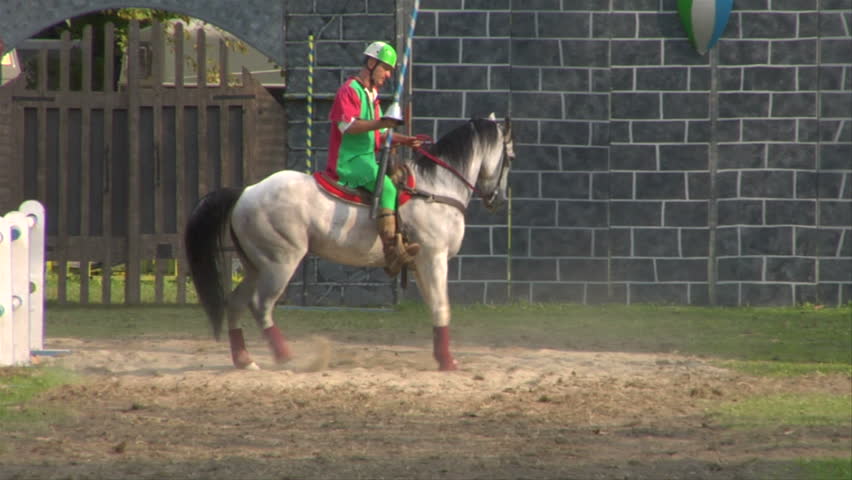 COMO, ITALY - CIRCA SEPT 2011:  Palio del Baradello re-enacts Barbarossa's visit to his allies in Como after defeating Milan in the 1159 battle, circa Sept 2011, Como, Italy. Period dances, games and shows create a medieval atmosphere at this annual event