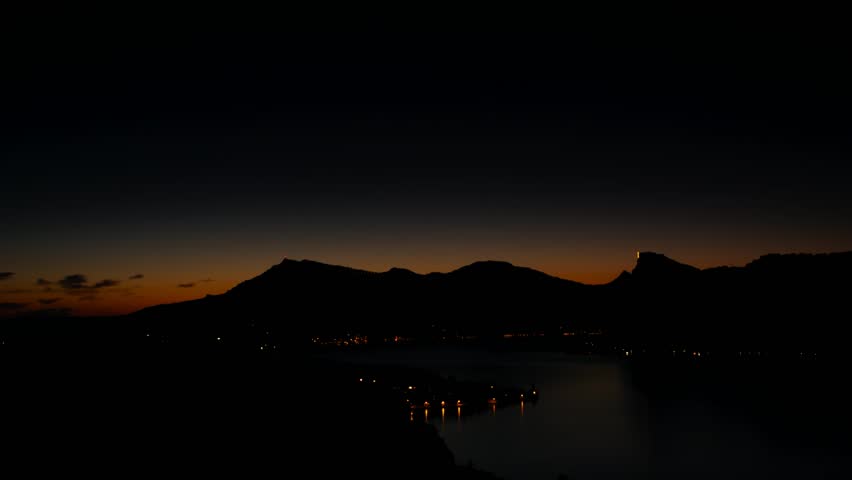 Sunrise at swiss mountains with lake lucerne in front