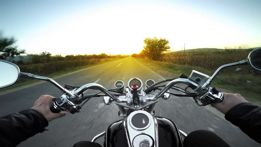 A Motorcycle Road Adventure Going Forward To The Sun In High Speed Pov