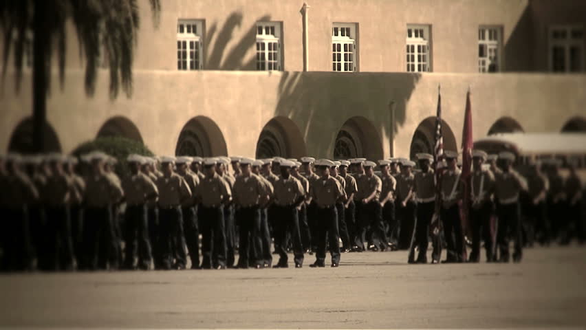 MCRD San Diego, CA - Marching (right to left of frame)