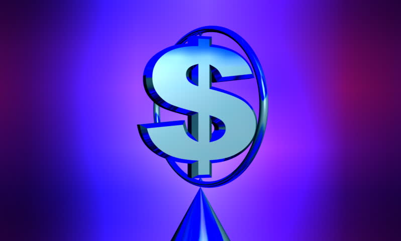 dollar rotating on a needle head