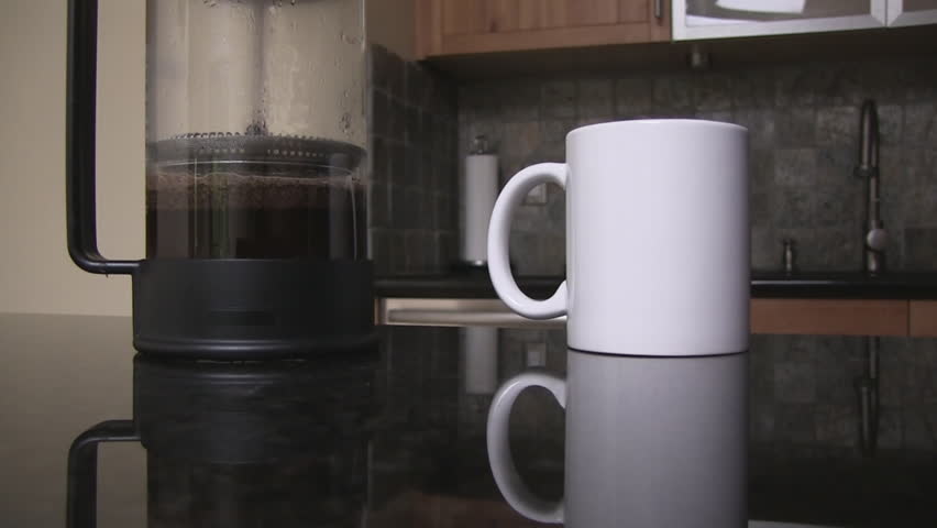 Coffee prepared using a french press.