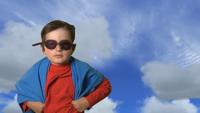 kid playing super hero