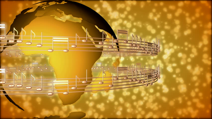 Background Of Musical Notes And Globe
