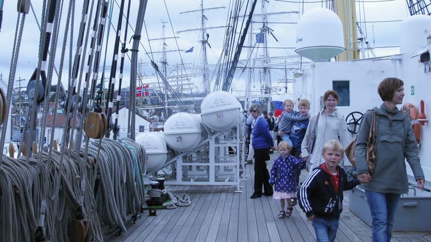 STAVANGER, NORWAY - JULY 28: Legendary Russian four masted barque Krusenstern on July 28, 2011 in Stavanger, Norway. "Krusenstern" is the worlds largest traditional sailing ship still in operation.