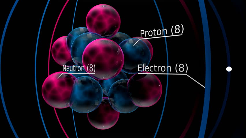 Oxygen atom 3D animation. Rendered in HD.