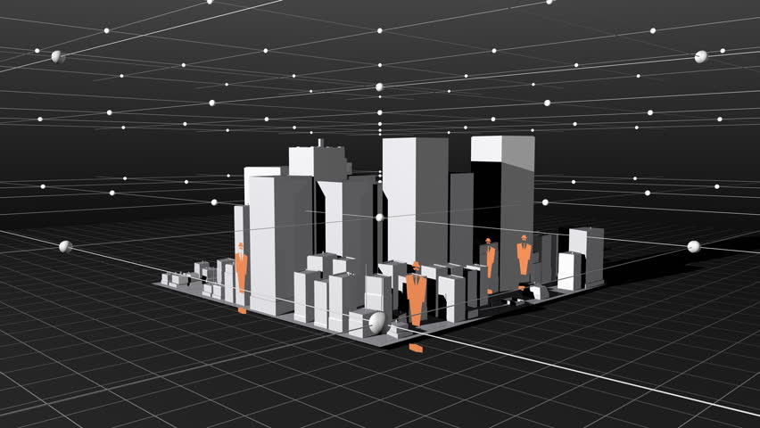 City and population growth 3D animation. Rendered in HD.