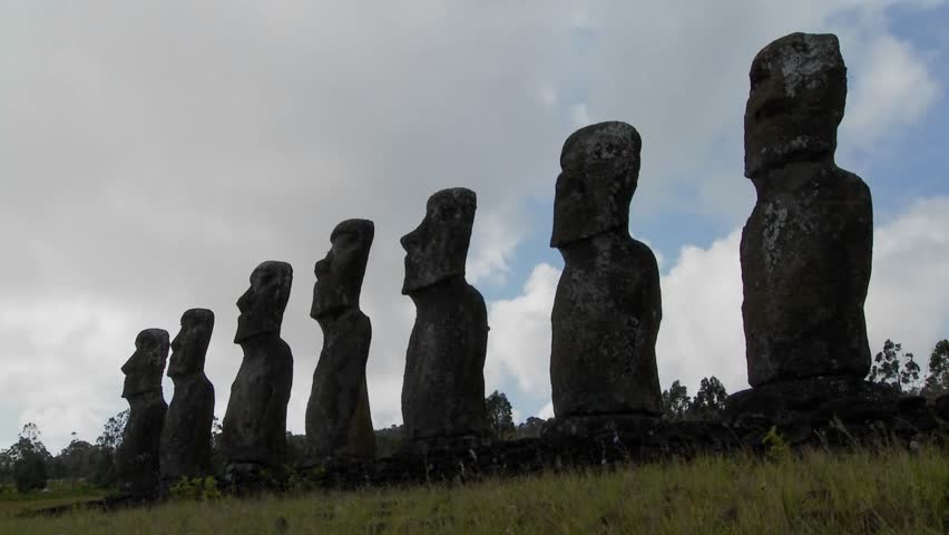 Time lapse of clouds behind the amazing statues at Easter Island.