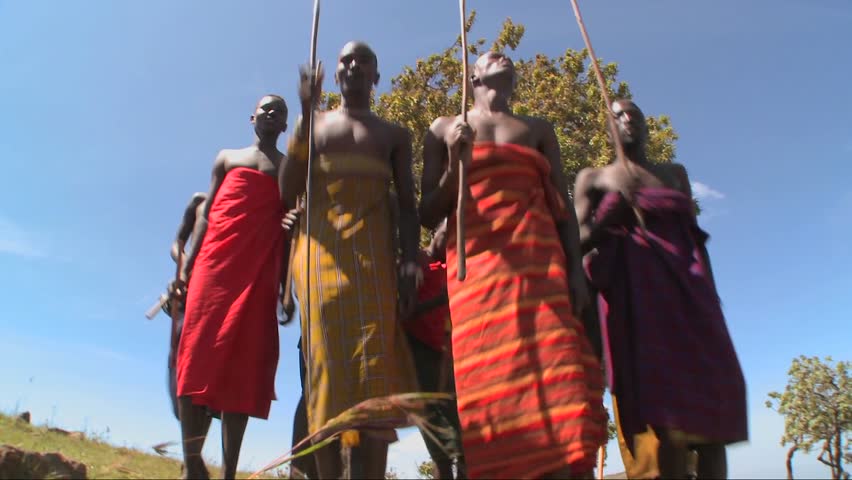 KENYA - CIRCA 2009: Masai warriors perform a ritual dance circa 2009 in Kenya