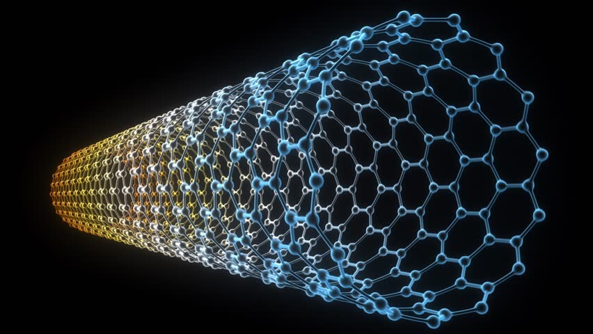 Conceptual animation showing the structure of carbon nanotubes. Seamless looping, alpha channel included.