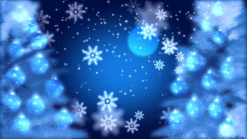 Motion graphics of snowflakes and Christmas decorations