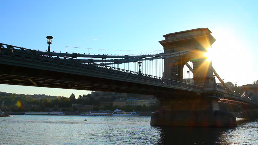 Szechenyi Chain Bridge Budapest Hungary in the sunset
