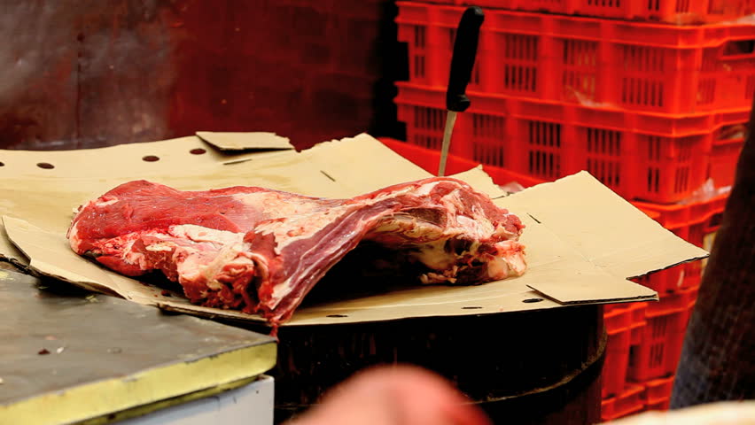 chopping meat