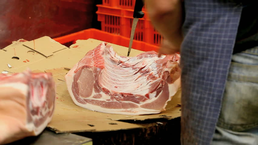 chopping meat