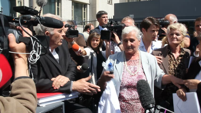 THE HAGUE, HOLLAND - JUNE 3: Munira Subasic and Mothers of Srebrenica argue with the media about the trial of Serbian ex-general and accused war criminal Mladic on June 3, 2011 in The Hague, Holland.