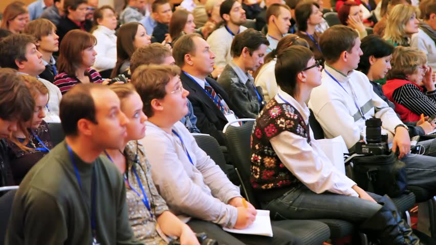 MOSCOW - OCTOBER 10: Audience at conference held for professional microstockers on October 10, 2010 in Moscow, Russia. 