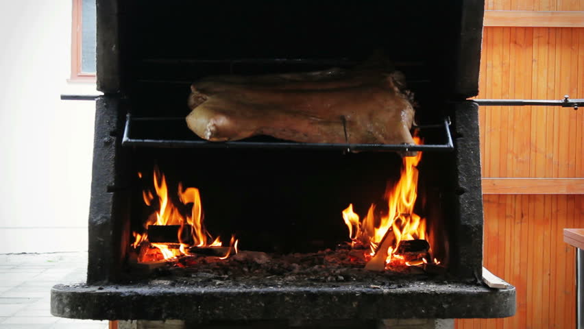 Piglet roasted on a spit