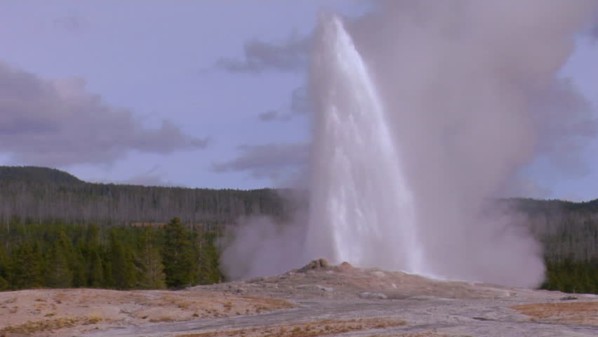 Old Faithful erupts at Yellowstone National Park