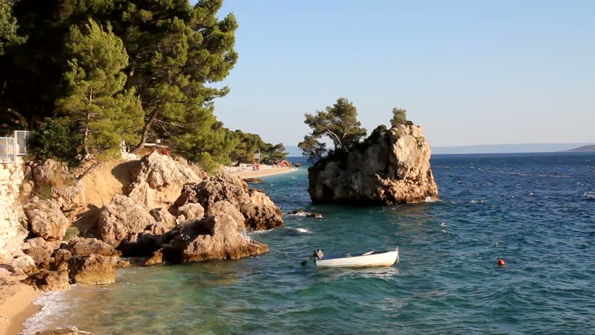 Croatia - beautiful Mediterranean coast landscape in Brela. Brela beach - Adriatic Sea (Makarska Riviera region).