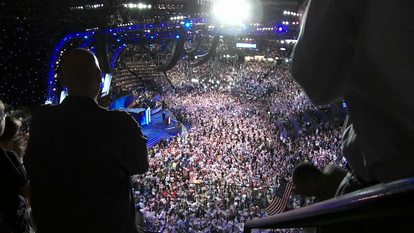 A standing ovation for former President Bill Clinton as he delivers a pro Barack Obama speech at the 2008 Democratic National Convention in Denver Colorado.