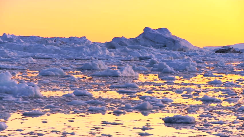 Pan Across Ice Floes & Icebergs