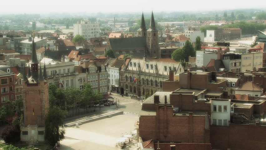 Medieval city view in Belgium 