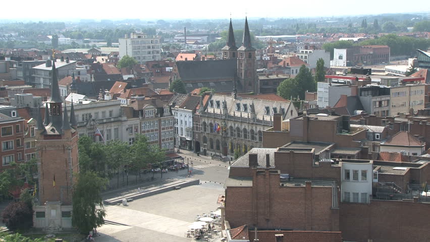 Medieval city view in Belgium 