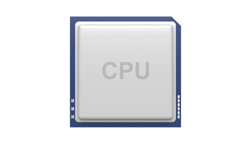 Computer processor (CPU) rotate on white background