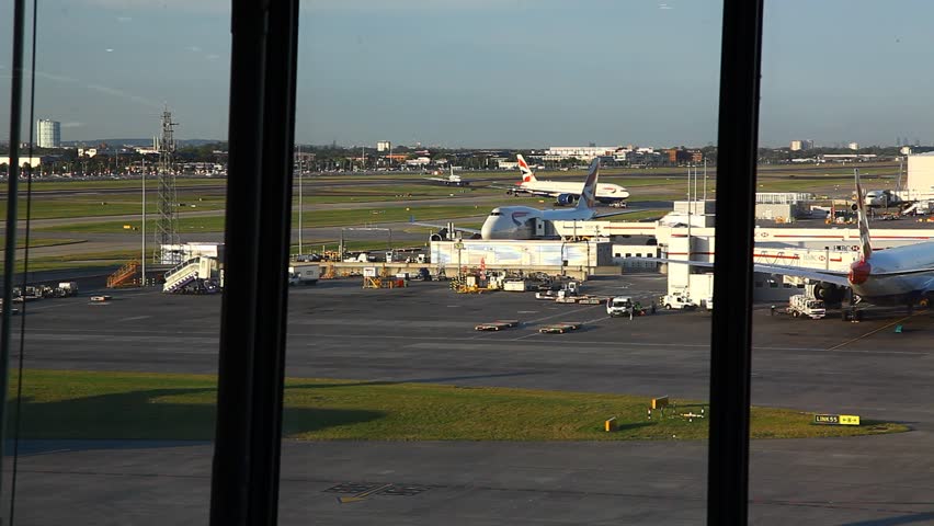 LONDON, ENGLAND - CIRCA APR 2011: A British Airway plane taxis into Heathrow International Airport circa April 2011 in London.